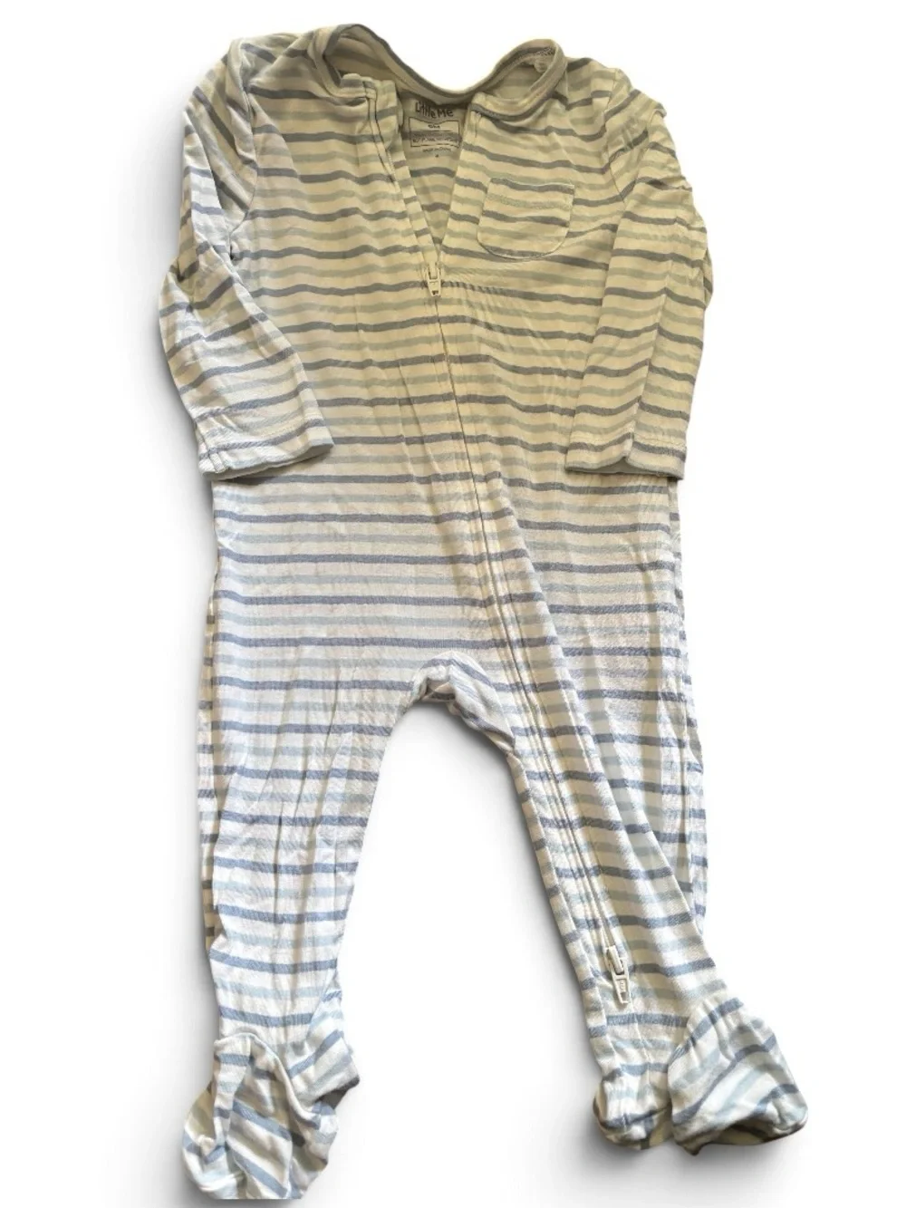 🎉 (6m) Little Me Blue & White Striped Footed One-Piece